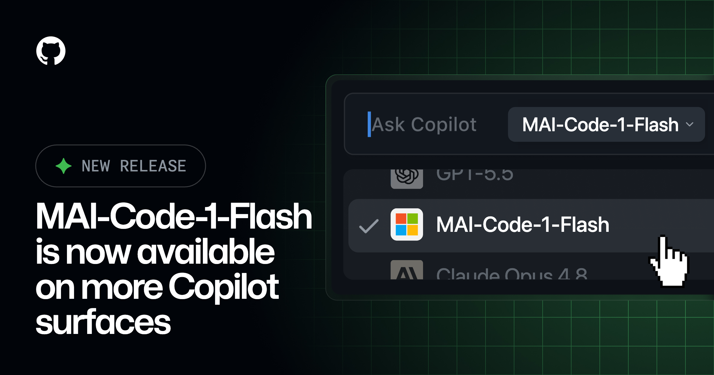 GitHub Changelog 列出 MAI-Code-1-Flash 扩展到更多 Copilot 界面来源图像